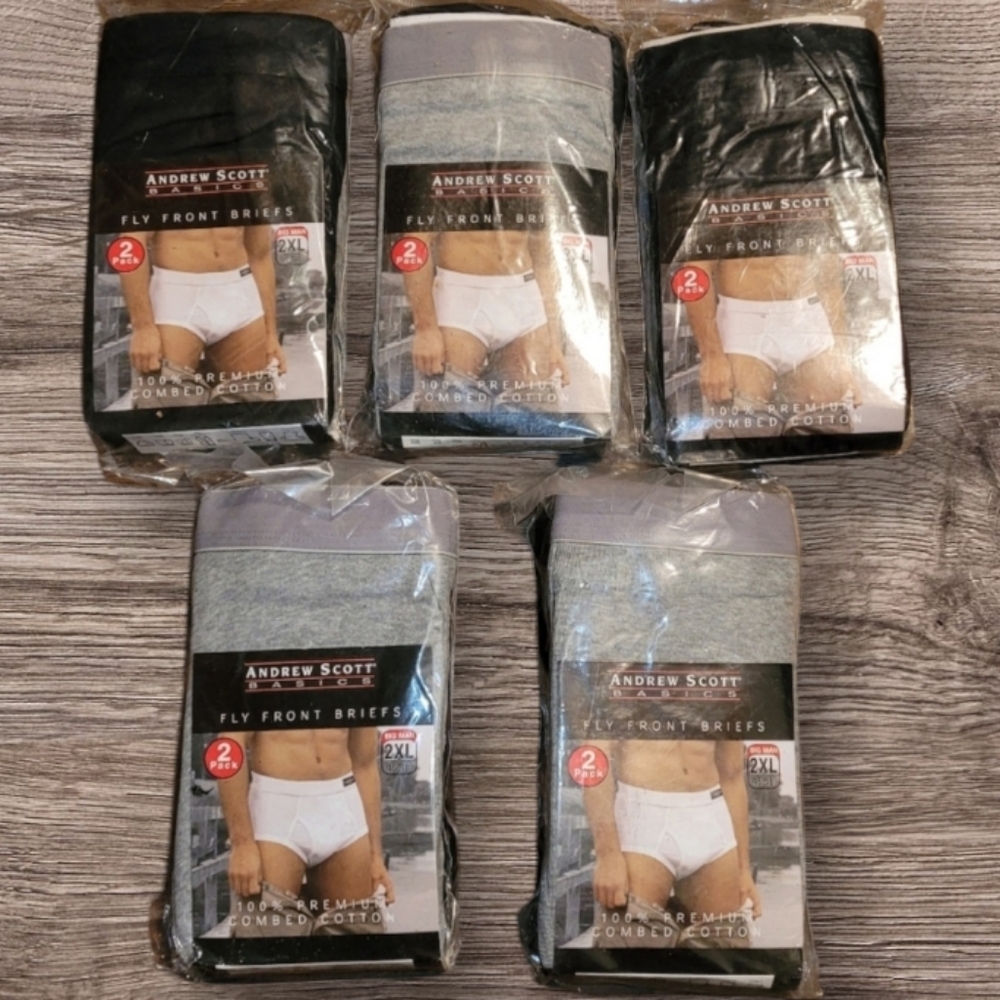 NIP ANDREW SCOTT FLY FRONT BRIEFS UNDERWEAR 2XL